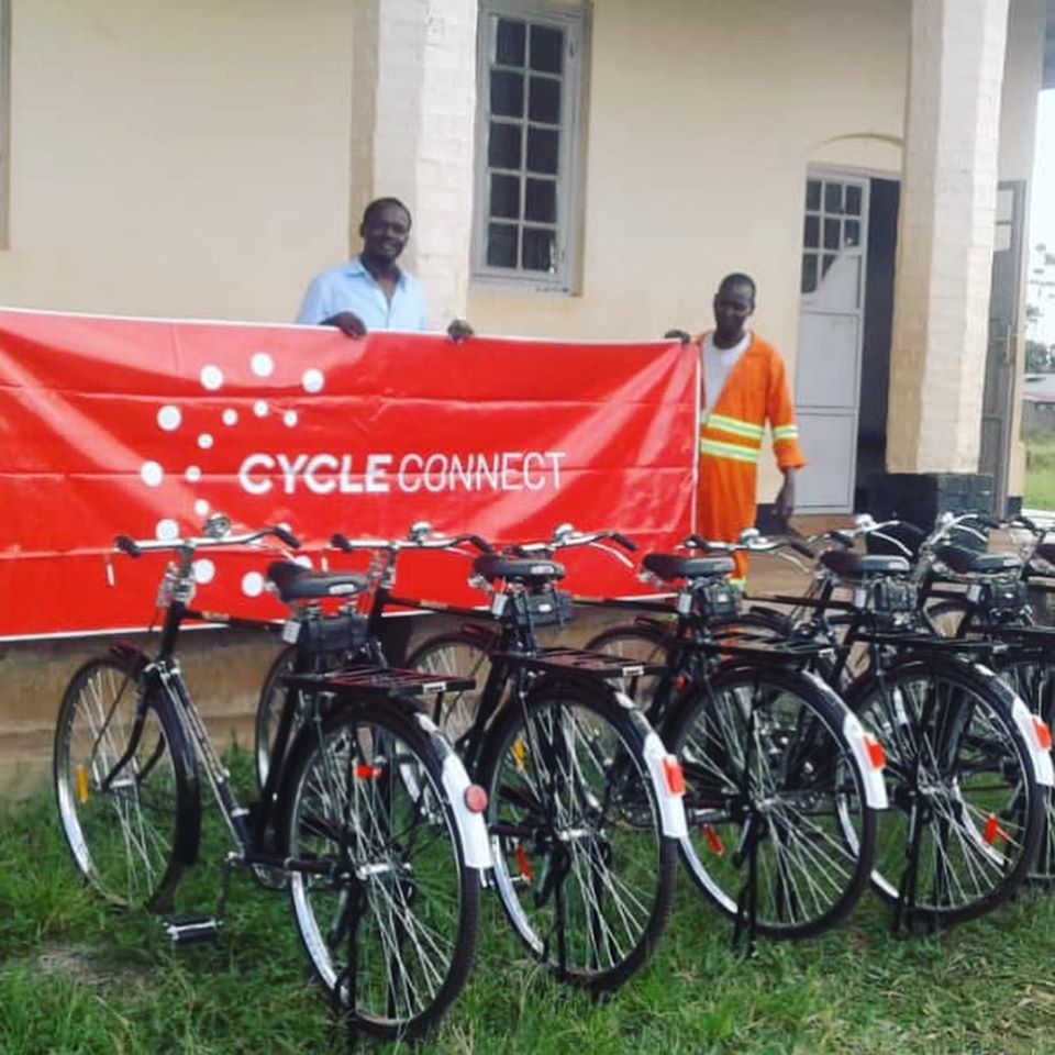 Cycle Connect partnership banner with bicycles and team